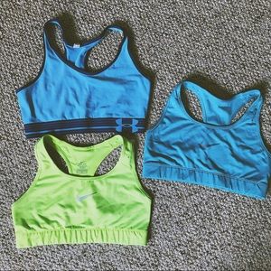 Nike, underarmour sports bra lot